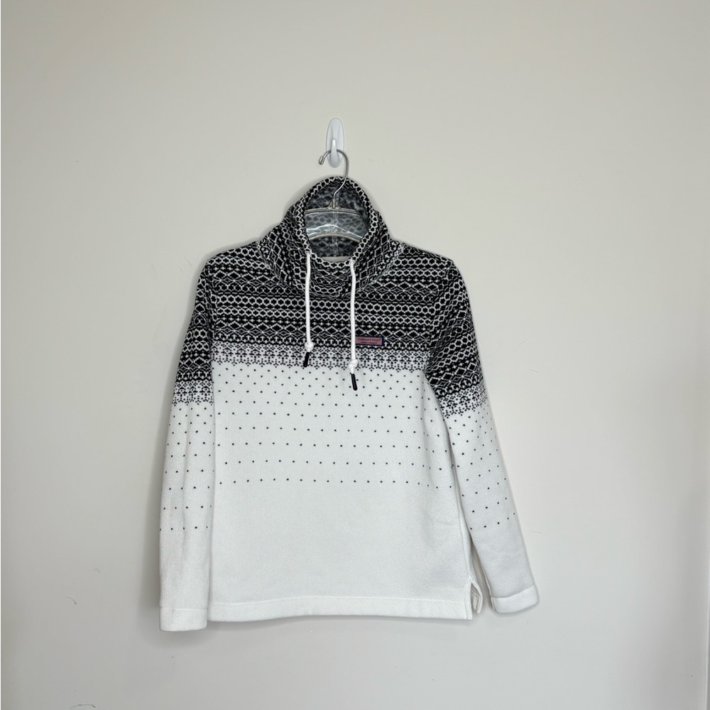 M4 Vineyard Vines‎ Fair Isle Sweater Fleece Sherpa Sweater Ivory XXS
